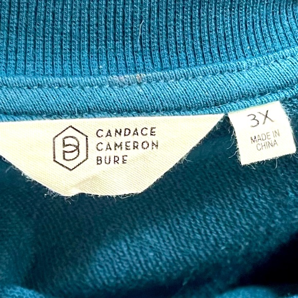 Candace Cameron Bure French Terry Puff-Sleeve Sweatshirt In Peacock. 3X - Picture 10 of 11